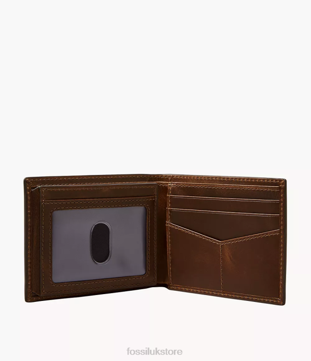 Accessory 2N02H2027 Brown Men Fossil Derrick Bifold w/ Flip ID and Belt Gift Set