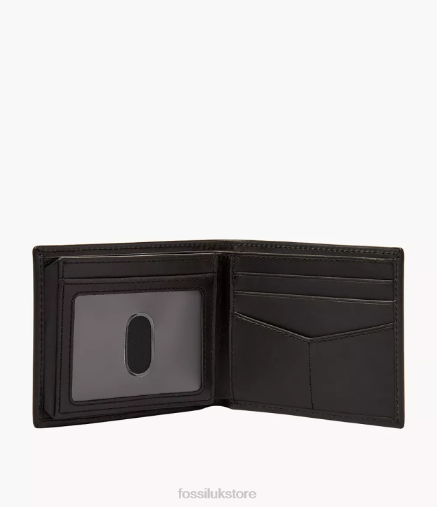 Accessory 2N02H2041 Black Men Fossil Derrick RFID Bifold with Flip ID and Belt Gift Set