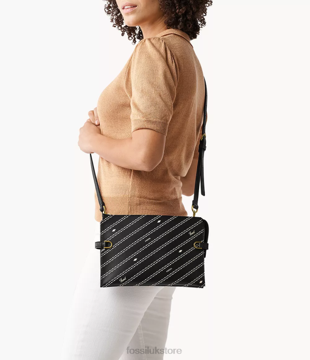 Bag 2N02H644 Black/Bone Women Fossil Kier Cactus Leather Crossbody