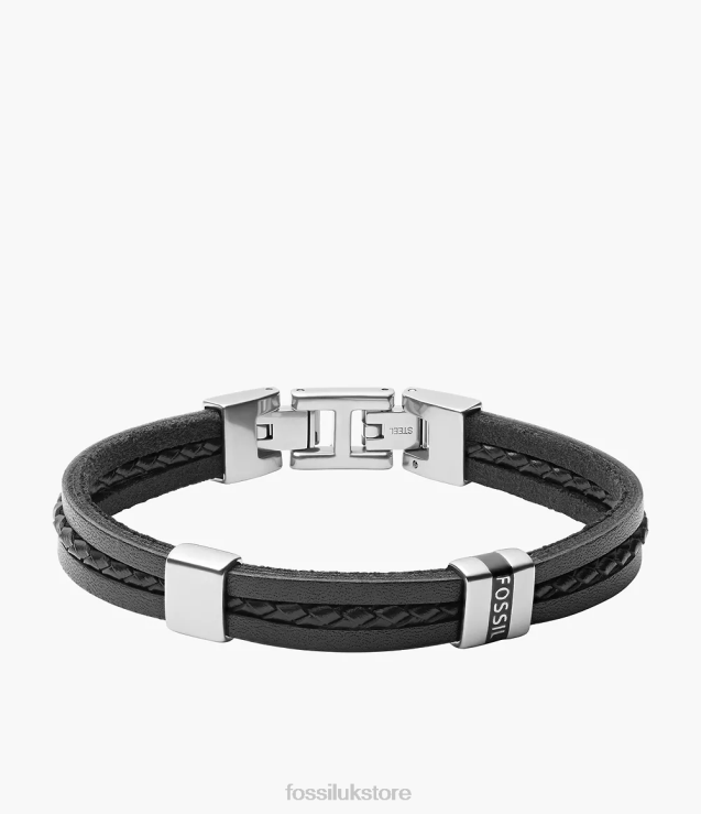 Jewelry 2N02H1856 Black Men Fossil Leather Essentials Leather Multi-Strand Bracelet