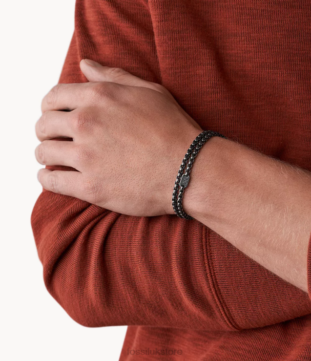 Jewelry 2N02H1858 Silver-Tone Men Fossil Vintage Casual Adventurer Stainless Steel Chain Bracelet