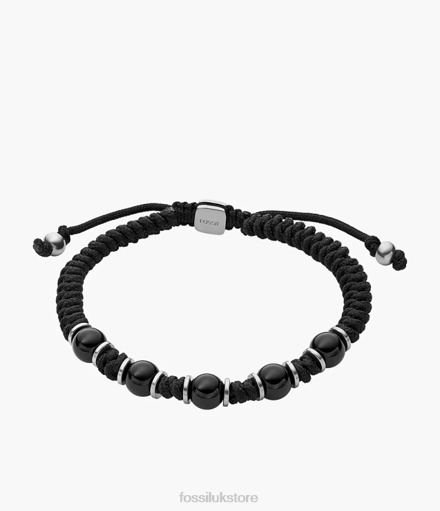 Jewelry 2N02H1867 Black Men Fossil Onyx Beaded Bracelet