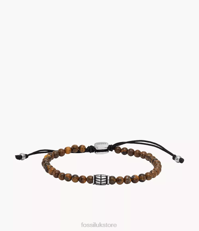 Jewelry 2N02H1870 Tiger's Eye Men Fossil Beaded Bracelet