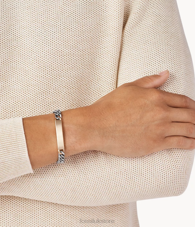 Jewelry 2N02H1871 Two-Tone Men Fossil Core Essentials Stainless Steel ID Bracelet