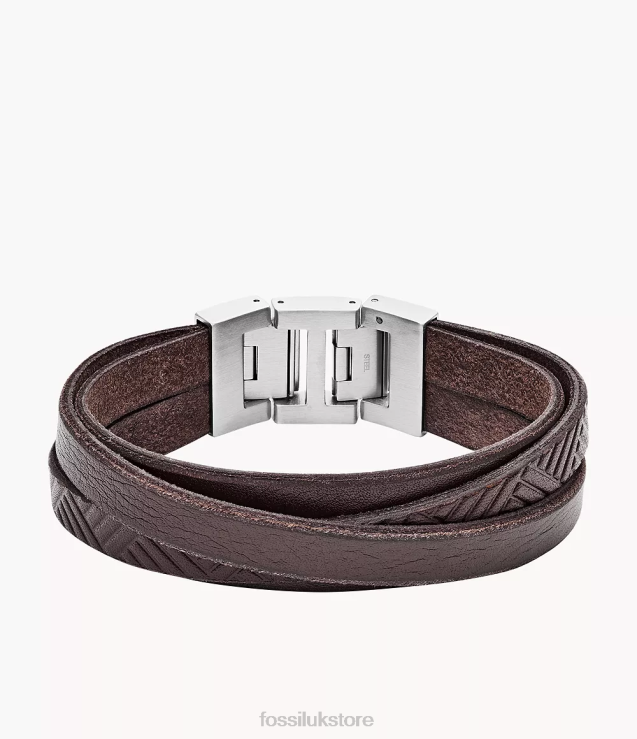 Jewelry 2N02H1876 Brown Men Fossil Textured Leather Wrist Wrap