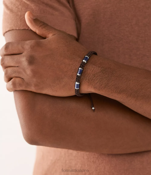 Jewelry 2N02H1877 Sodalite Men Fossil All Stacked Up Station Bracelet