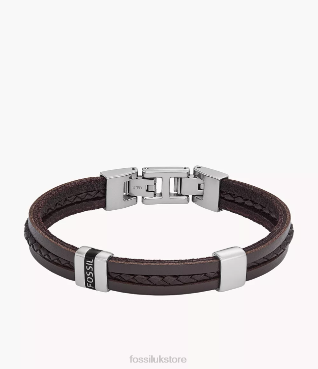 Jewelry 2N02H1880 Brown Men Fossil Leather Essentials Leather Strap Bracelet