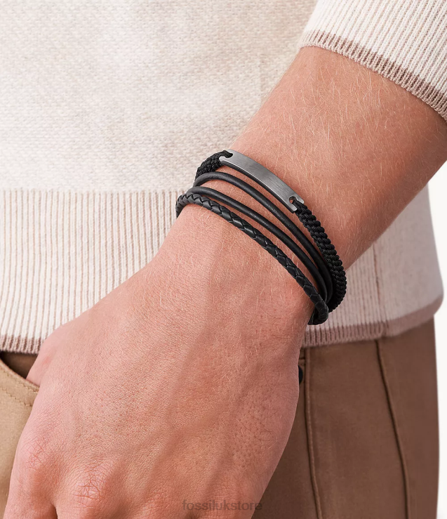 Jewelry 2N02H1885 Gray Men Fossil Vintage Casual Steel Multi-Strand Bracelet