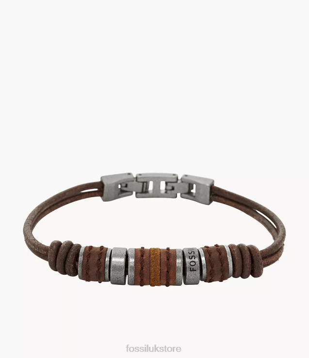 Jewelry 2N02H1892 Brown Men Fossil Rondell Leather Bracelet