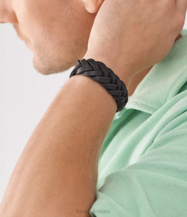 Jewelry 2N02H1894 Black Men Fossil Leather Essentials Leather Strap Bracelet
