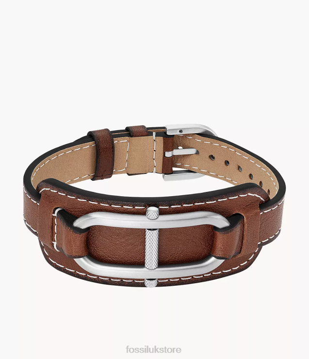 Jewelry 2N02H1895 Medium Brown Men Fossil Heritage D-Link Leather Strap Bracelet