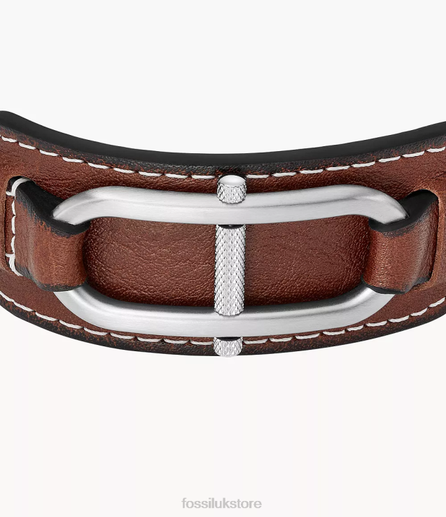Jewelry 2N02H1895 Medium Brown Men Fossil Heritage D-Link Leather Strap Bracelet