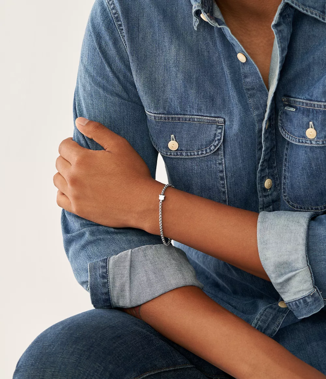 Jewelry 2N02H1896 Silver-Tone Men Fossil Heritage Shield Stainless Steel Chain Bracelet