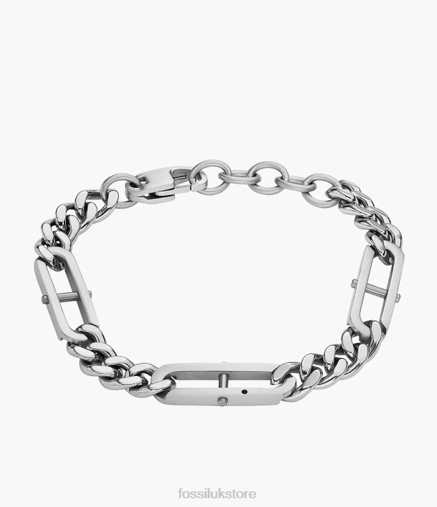 Jewelry 2N02H1898 Silver-Tone Men Fossil Heritage D-Link Stainless Steel Chain Bracelet