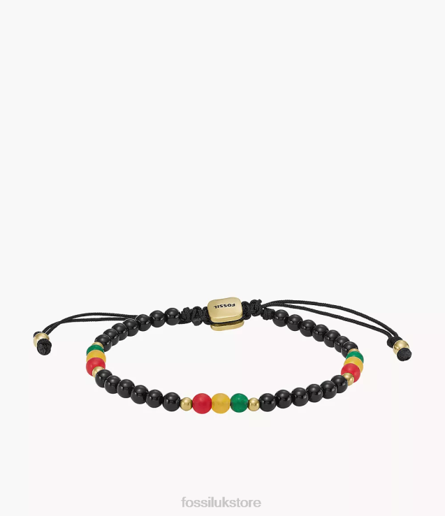 Jewelry 2N02H1942 Black Men Fossil History Month Onyx and Jade Beaded Bracelet