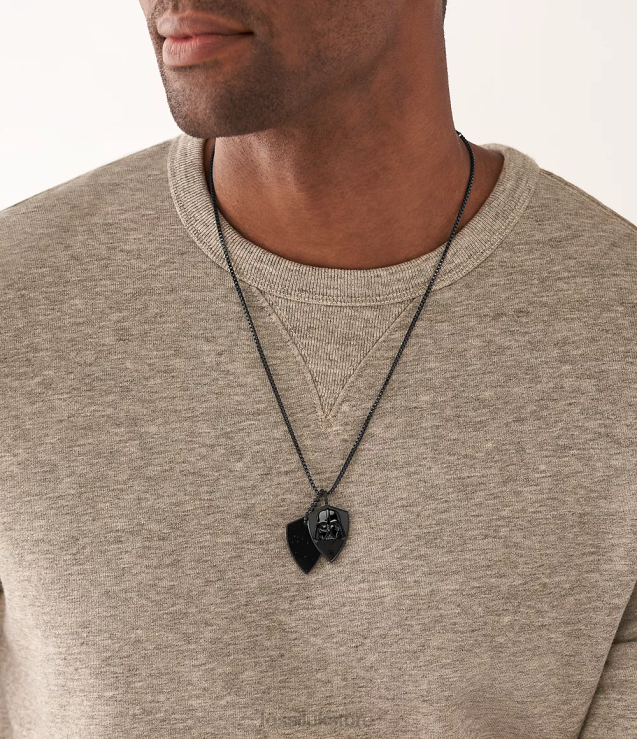 Jewelry 2N02H1900 Blue Sandstone Men Fossil Star Wars Darth Vader Dog Tag Necklace