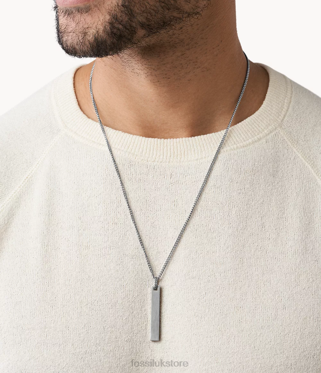 Jewelry 2N02H1901 Silver-Tone Men Fossil Vintage Casual Stainless Steel Pendant Necklace