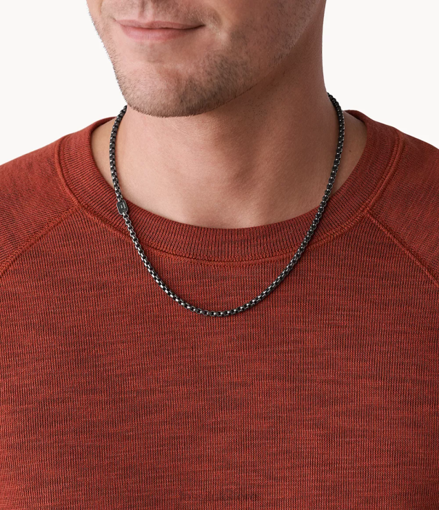 Jewelry 2N02H1907 Silver-Tone Men Fossil Vintage Casual Adventurer Stainless Steel Chain Necklace