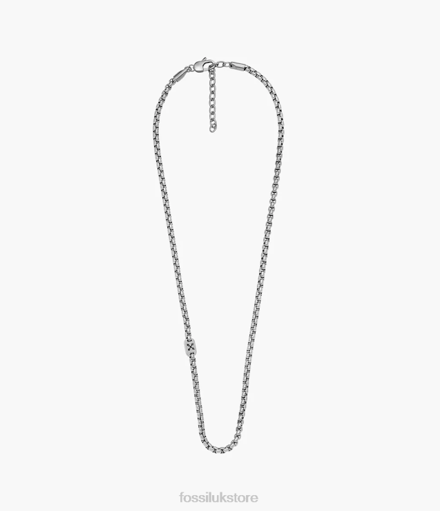 Jewelry 2N02H1908 Silver-Tone Men Fossil Adventurer Stainless Steel Chain Necklace