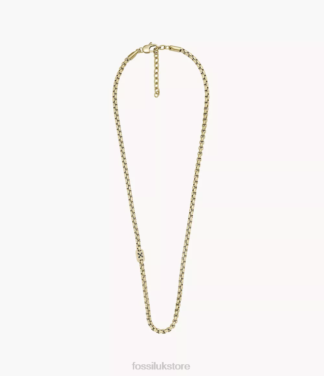 Jewelry 2N02H1911 Gold-Tone Men Fossil Adventurer Stainless Steel Chain Necklace