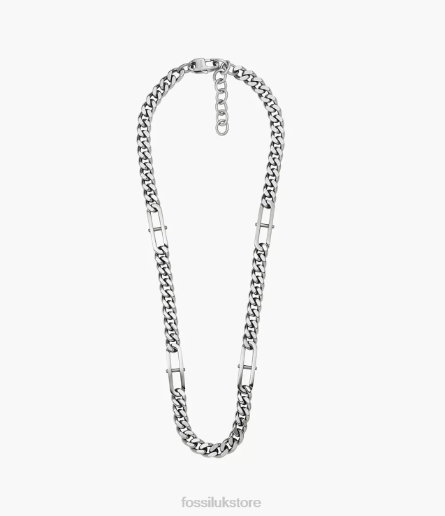 Jewelry 2N02H1915 Silver-Tone Men Fossil Heritage D-Link Stainless Steel Chain Necklace