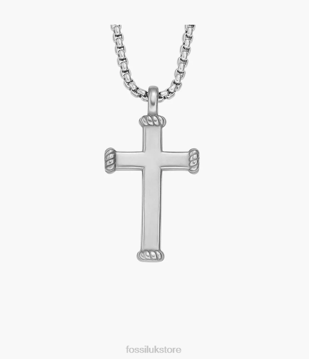 Jewelry 2N02H1920 Silver-Tone Men Fossil Meaningful Moments Stainless Steel Pendant Necklace