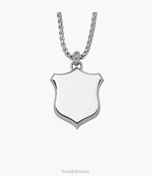 Jewelry 2N02H1922 Silver-Tone Men Fossil Heritage Shield Stainless Steel Pendant Necklace