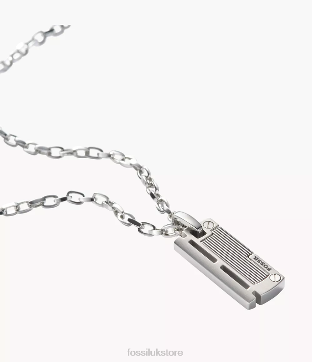 Jewelry 2N02H1954 Silver Men Fossil Necklace