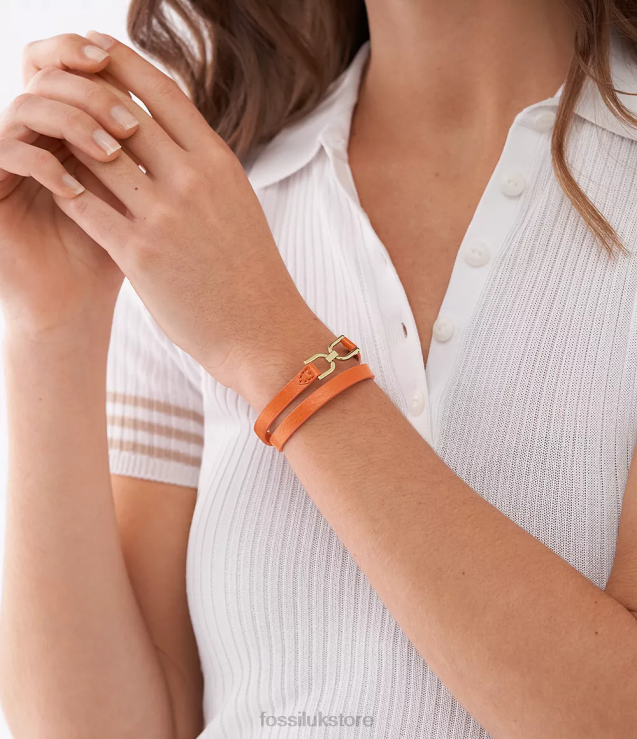 Jewelry 2N02H1000 Monarch Orange Women Fossil Heritage D-Link Leather Strap Bracelet