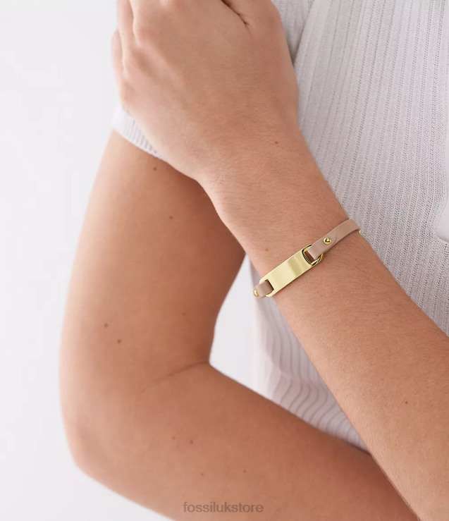 Jewelry 2N02H1001 Latte Brown Women Fossil Heritage Plaque Leather Strap Bracelet