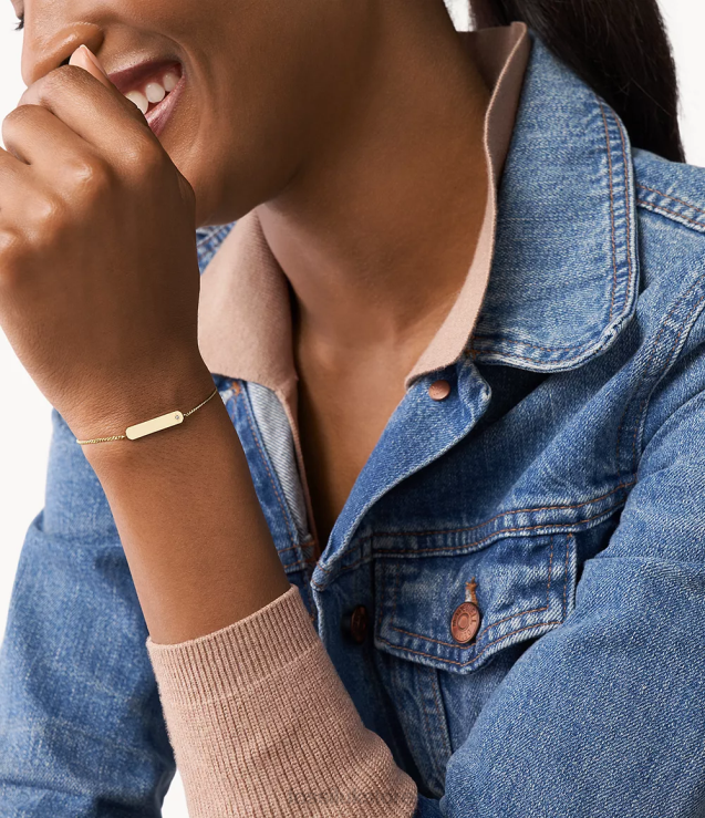 Jewelry 2N02H1011 Gold-Tone Women Fossil Drew Stainless Steel Bar Chain Bracelet