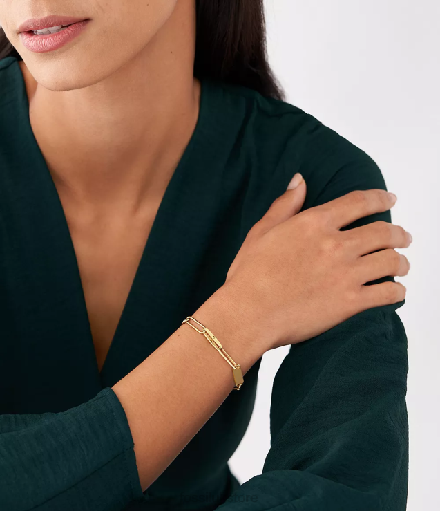 Jewelry 2N02H1014 Gold-Tone Women Fossil Heritage Essentials Stainless Steel Chain Bracelet