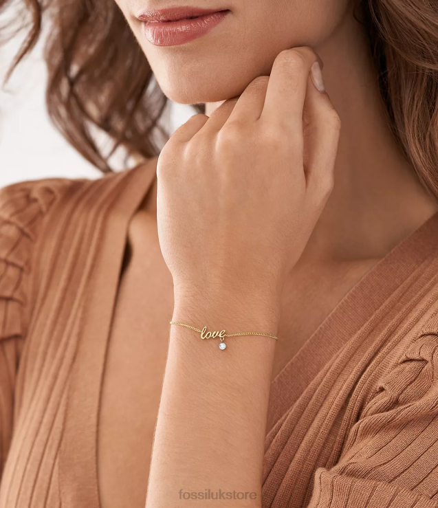 Jewelry 2N02H1016 Two-Tone Women Fossil Sadie Love Notes Stainless Steel Station Bracelet