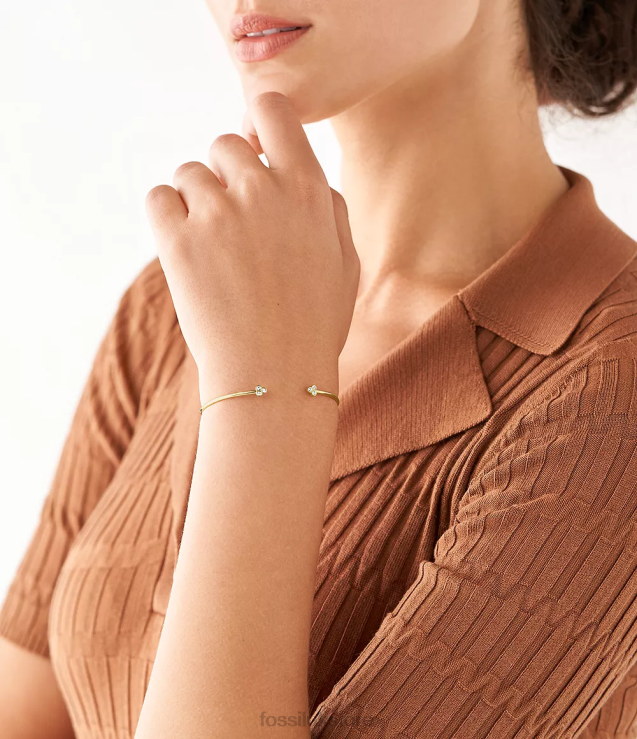 Jewelry 2N02H1019 Gold-Tone Women Fossil Sadie Trio Glitz Stainless Steel Cuff Bracelet