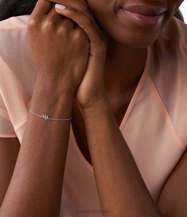 Jewelry 2N02H1022 Silver Women Fossil Elliott Olive Branch Sterling Bracelet