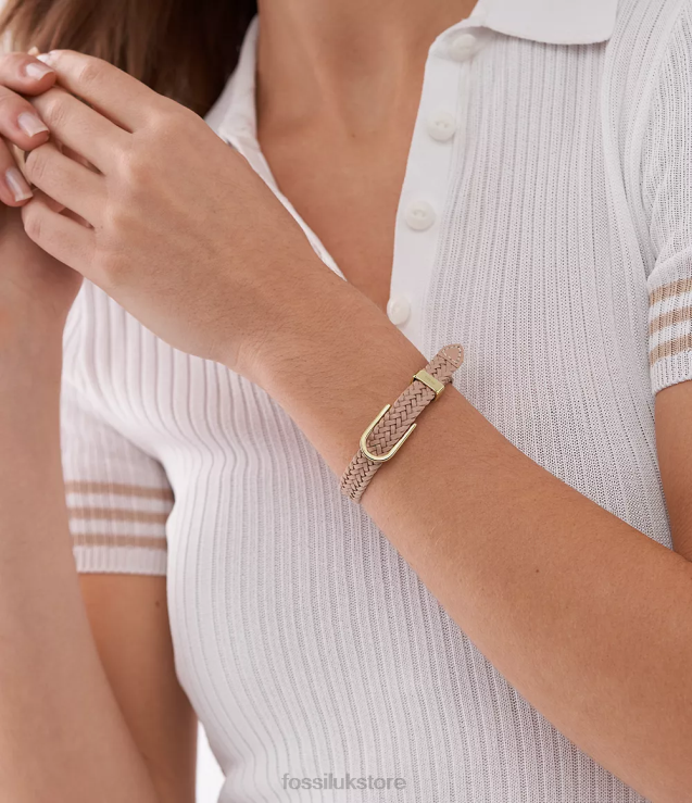 Jewelry 2N02H1025 Latte Brown Women Fossil Heritage D-Link Leather Strap Bracelet