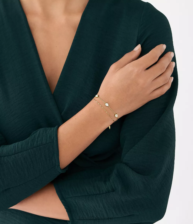 Jewelry 2N02H1026 White Mother of Pearl Women Fossil Teardrop Chain Bracelet