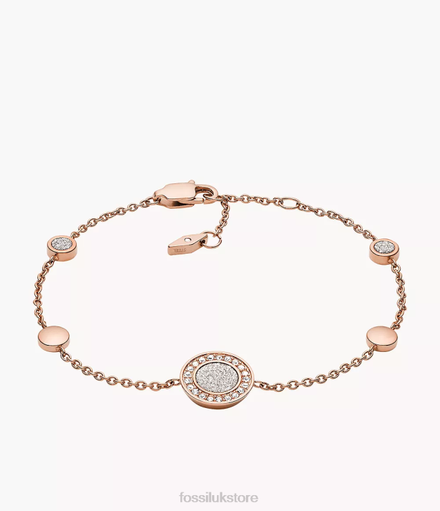 Jewelry 2N02H1029 Rose Gold-Tone Women Fossil Sutton Halo Station Bracelet