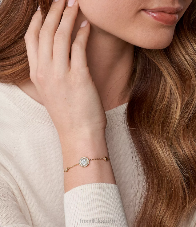 Jewelry 2N02H1029 Rose Gold-Tone Women Fossil Sutton Halo Station Bracelet