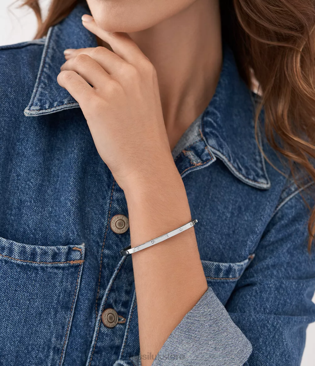 Jewelry 2N02H1030 Silver-Tone Women Fossil Sadie Shine Bright Stainless Steel Bangle Bracelet