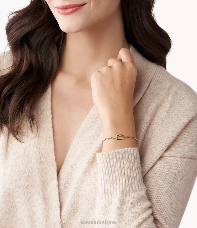 Jewelry 2N02H1125 Gold-Tone Women Fossil Corra Oh So Charming Stainless Steel Chain Bracelet