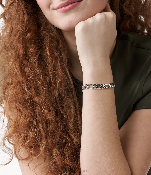 Jewelry 2N02H1161 Silver-Tone Women Fossil Rowan Oh So Charming Stainless Steel Chain Bracelet