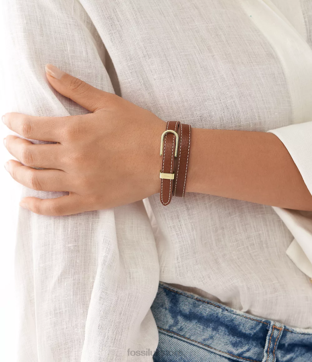 Jewelry 2N02H1208 Brown Women Fossil Heritage D-Link Leather Strap Bracelet