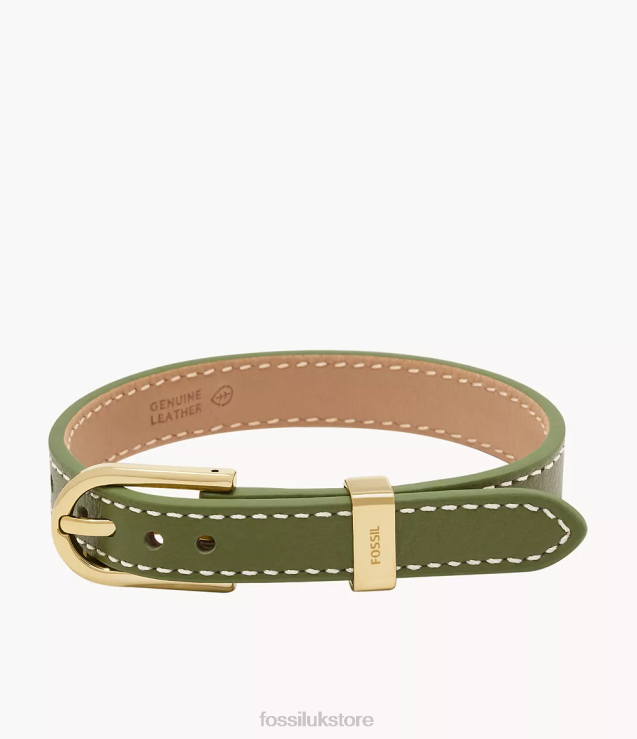 Jewelry 2N02H1214 Medium Green Women Fossil Heritage D-Link Leather Strap Bracelet