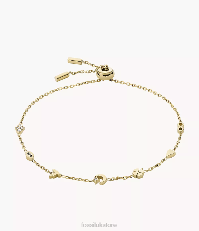 Jewelry 2N02H1223 Golden Women Fossil Sutton Icons Stainless Steel Station Bracelet