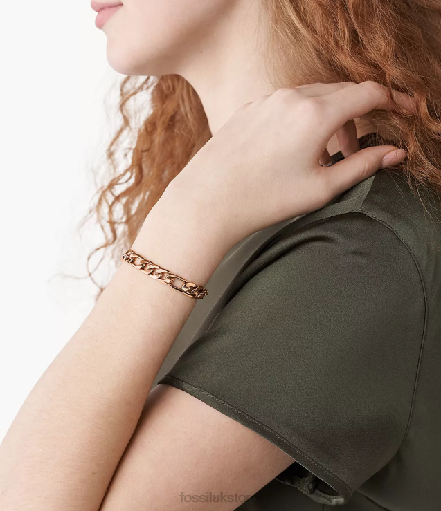 Jewelry 2N02H1234 Rose Gold-Tone Women Fossil Rowan Oh So Charming Stainless Steel Chain Bracelet