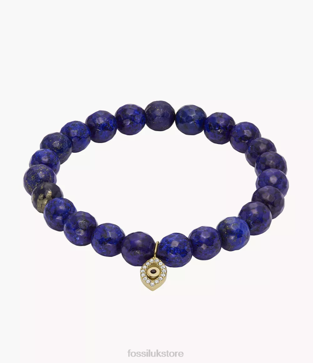 Jewelry 2N02H1235 Gold-Tone Women Fossil Sutton Modern & Magic Dyed Lapis Beaded Bracelet
