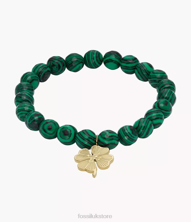 Jewelry 2N02H1248 Green Women Fossil Sutton Modern & Magic Reconstituted Malachite Beaded Bracelet