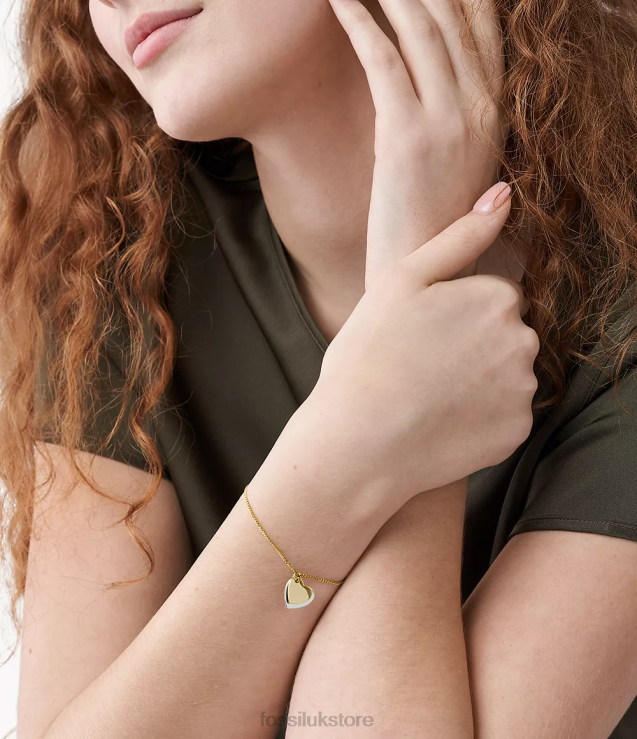 Jewelry 2N02H1270 Two-Tone Women Fossil Lane Stainless Steel Heart Chain Bracelet