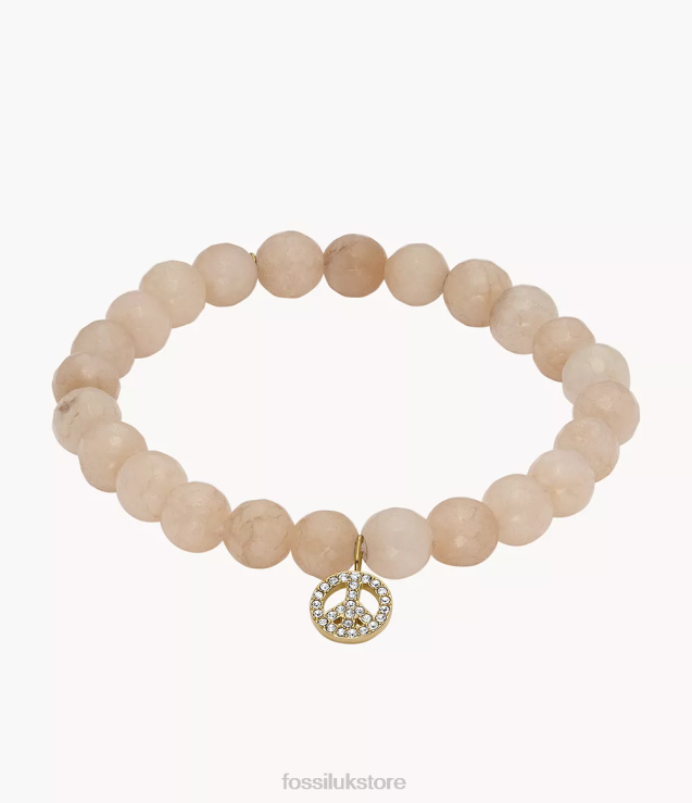 Jewelry 2N02H1305 Gold-Tone Women Fossil Sutton Modern & Magic Peach Jade Beaded Bracelet